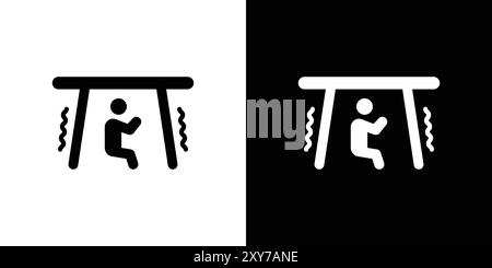 Earthquake safety place icon set in black and white color. simple flat vector Stock Vector