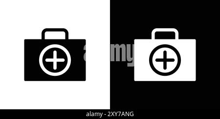 Emergency kit icon set in black and white color. simple flat vector Stock Vector