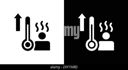 Fever, high temperature icon set in black and white color. simple flat vector Stock Vector