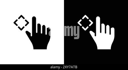 Hand, fingers, gesture, swipe, rotate icon set in black and white color. simple flat vector Stock Vector
