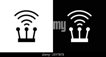 Fiber optic cable icon set in black and white color. simple flat vector Stock Vector