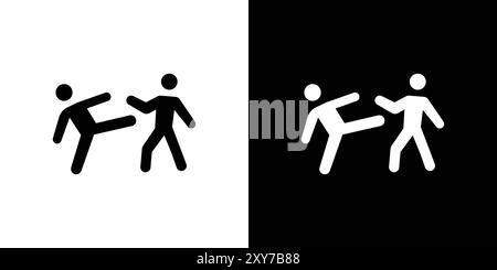 Kickboxing icon set in black and white color. simple flat vector Stock Vector
