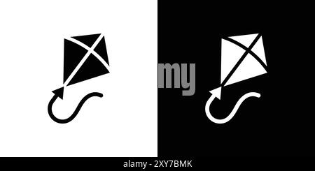 Kite icon set in black and white color. simple flat vector Stock Vector