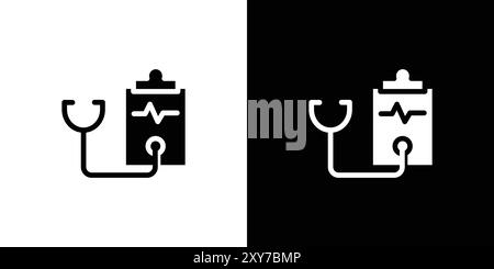 Medical report icon (2) set in black and white color. simple flat vector Stock Vector