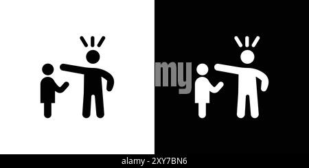 Parents scolding child icon set in black and white color. simple flat vector Stock Vector