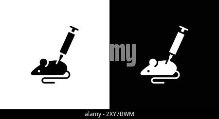 Lab rat experiment icon set in black and white color. simple flat vector Stock Vector