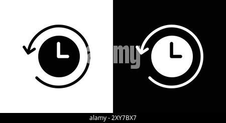 History icon set in black and white color. simple flat vector Stock Vector