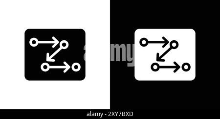 Process, method, step, procedure or workflow icon set in black and white color. simple flat vector Stock Vector