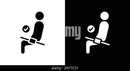 Safety belt icon set in black and white color. simple flat vector Stock Vector