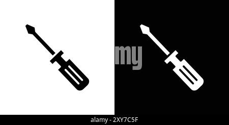Screwdriver icon set in black and white color. simple flat vector Stock Vector