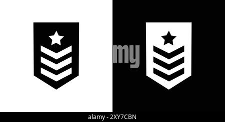 Military Rank icon set in black and white color. simple flat vector Stock Vector