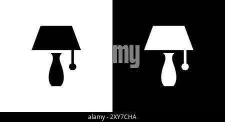 Night Bedside Lamp icon set in black and white color. simple flat vector Stock Vector