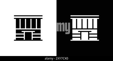 Office building icon set in black and white color. simple flat vector Stock Vector