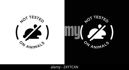 Not tested on animals icon set in black and white color. simple flat vector Stock Vector