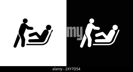 Physiotherapy icon set in black and white color. simple flat vector Stock Vector