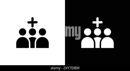 Medical team icon set in black and white color. simple flat vector Stock Vector