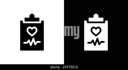 Medical report icon set in black and white color. simple flat vector Stock Vector