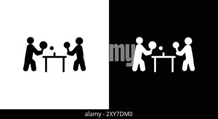 Ping-pong, table tennis icon set in black and white color. simple flat vector Stock Vector