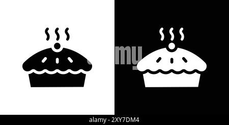 Pie icon set in black and white color. simple flat vector Stock Vector