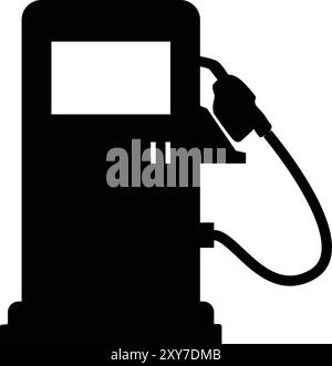 Petrol Pump Black icon, Oil Filling Station icon, fuel pump in Rectangle, Fuel station symbol, gas station, Road sign Stock Vector