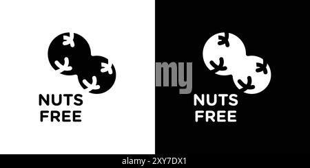 nuts free icon set in black and white color. simple flat vector Stock Vector