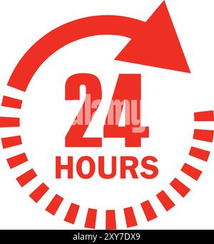 24 hours Order and service, Time Management Icon, 24 Hours icon, Twenty four hours sign Stock Vector