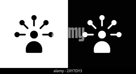 Productive man icon set in black and white color. simple flat vector Stock Vector