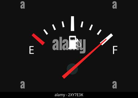 Fuel Meter in Full, Full Gas Fuel Tank meter, Fuel Indicator, oil measure, Oil Dashboard Stock Vector
