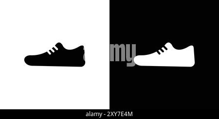 Sneaker shoe icon set in black and white color. simple flat vector Stock Vector