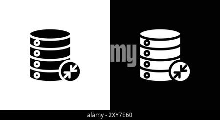 Shrink database icon set in black and white color. simple flat vector Stock Vector