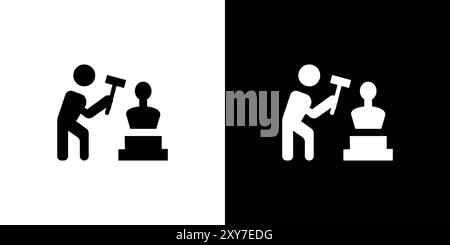 Sculptor icon set in black and white color. simple flat vector Stock Vector