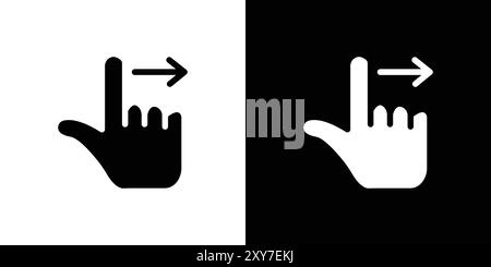 Swipe right icon set in black and white color. simple flat vector Stock Vector