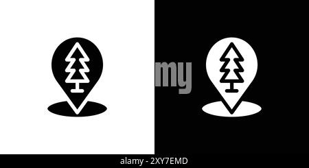 Park, forest location map icon set in black and white color. simple flat vector Stock Vector