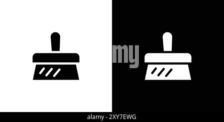 Plastering process icon Flat set in black and white color outline ...