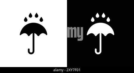 Rainy weather icon set in black and white color. simple flat vector Stock Vector