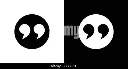 Quote icon set in black and white color. simple flat vector Stock Vector