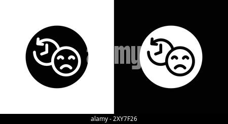 Regret expression icon set in black and white color. simple flat vector Stock Vector