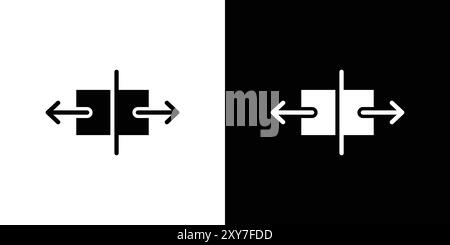 Separating arrow in two part icon set in black and white color. simple flat vector Stock Vector