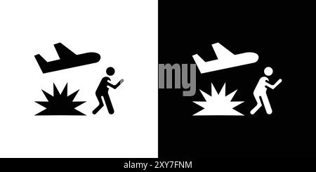 war Refugee icon set in black and white color. simple flat vector Stock Vector