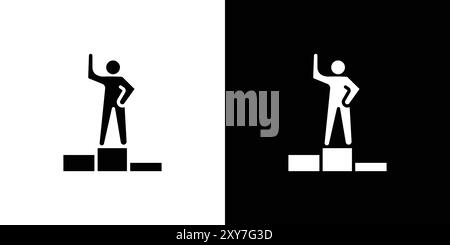 Victory icon set in black and white color. simple flat vector Stock Vector