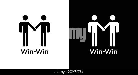 Win-win business deal icon set in black and white color. simple flat vector Stock Vector