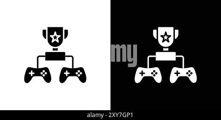 Video game contest icon set in black and white color. simple flat vector Stock Vector