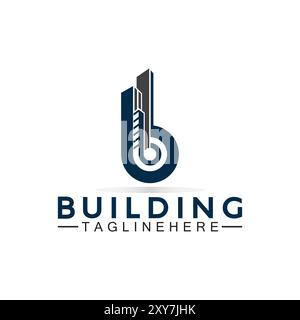 initial B with building vector logo design. Letter B logo formed building symbol Stock Vector