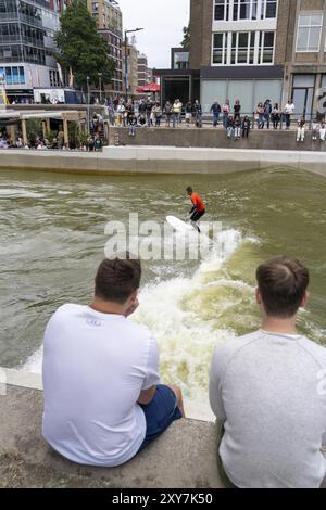 Surfing facility in the city centre of Rotterdam, Rif010, supposedly the world's first wave facility for surfers in a city, in the Steigersgracht, a 1 Stock Photo