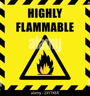 Highly Flammable sign, warning sign flammable, Flammable Symbol, flammable label, warning sign flame Stock Vector