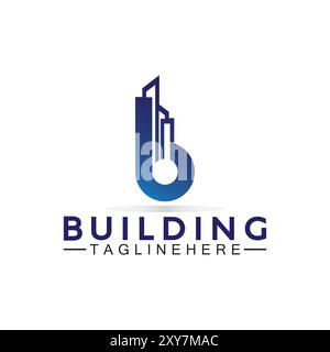 initial B with building vector logo design. Letter B logo formed building symbol Stock Vector