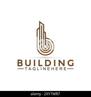 initial B with building vector logo design. Letter B logo formed building symbol Stock Vector