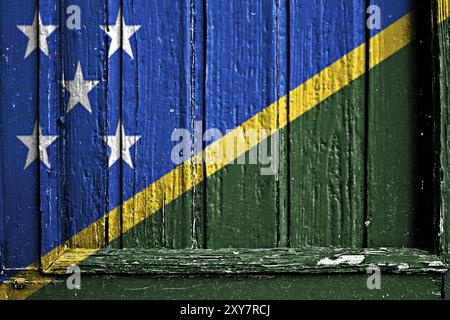 Flag of Solomon Islands painted on wooden frame Stock Photo