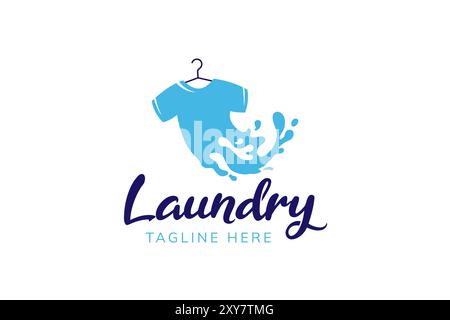 Wash laundry logo design template. Clothes illustration for laundry business logo Stock Vector
