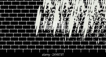 Brick wall, red relief texture with shadow, vector background illustration. Red brick tile wall background. Stock Vector
